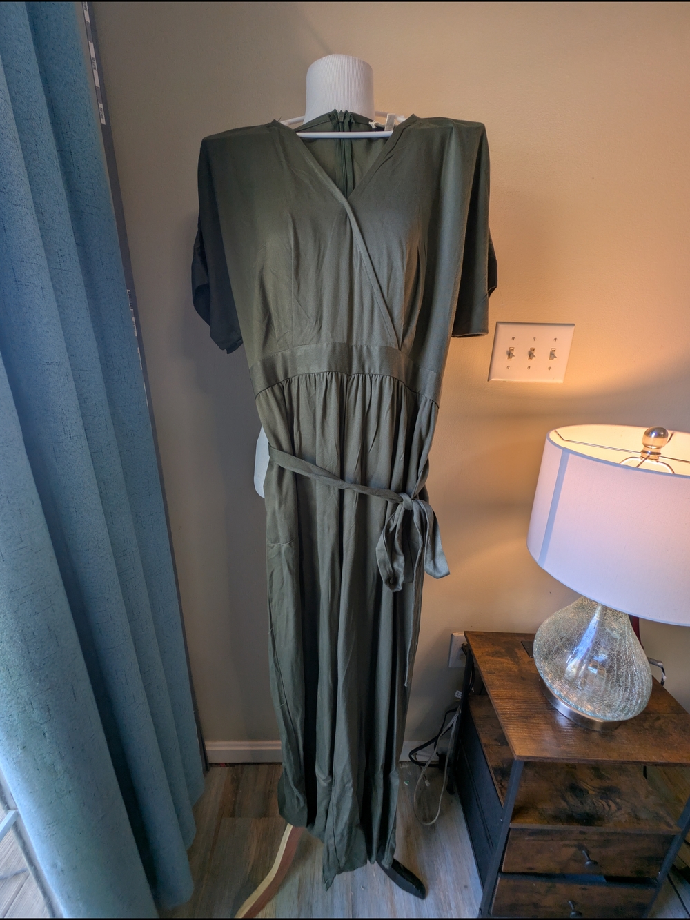Rebellion Olive Green Wrap-Style Wide leg jumper
